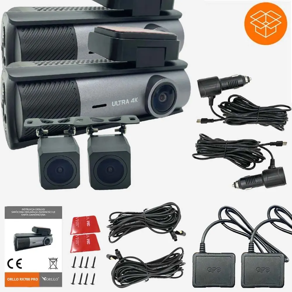 2 Kamery Samochodowe 4K Przód / Tył ORLLO RX-700 PRO