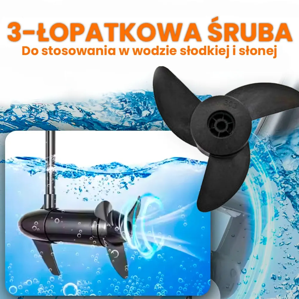 Silnik Elektryczny do Łodzi Zaburtowy 12V 65LBS ORLLO P65 Akumulator LiFePO4 100Ah