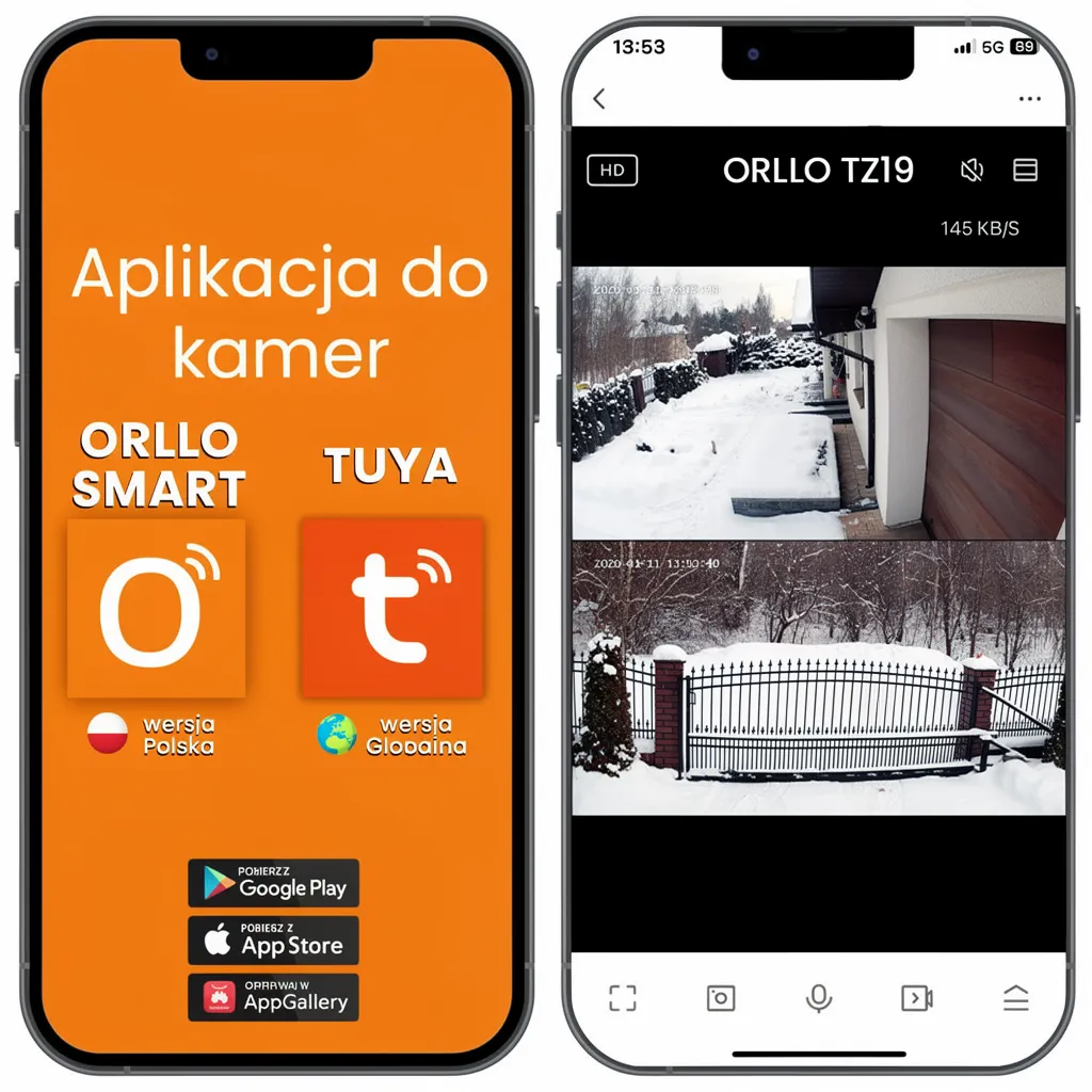 Kamera Solarna Zewnętrzna WiFi 4K AI Obrotowa LED ORLLO TZ19 DUAL