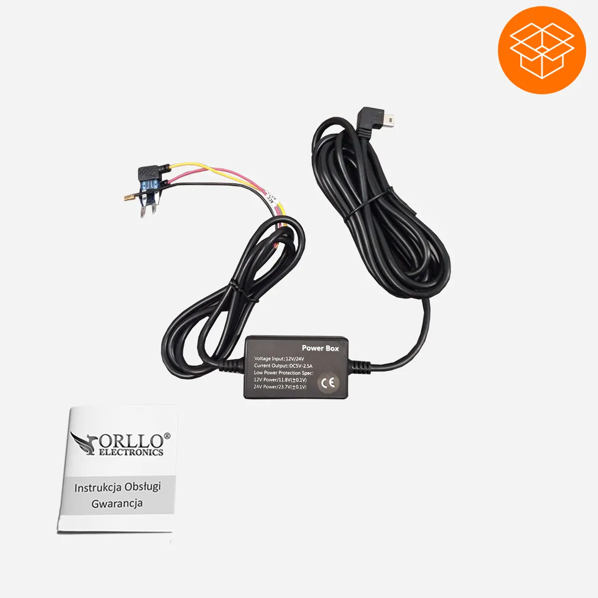 Adapter zasilania mini-USB do Kamery Samochodowej