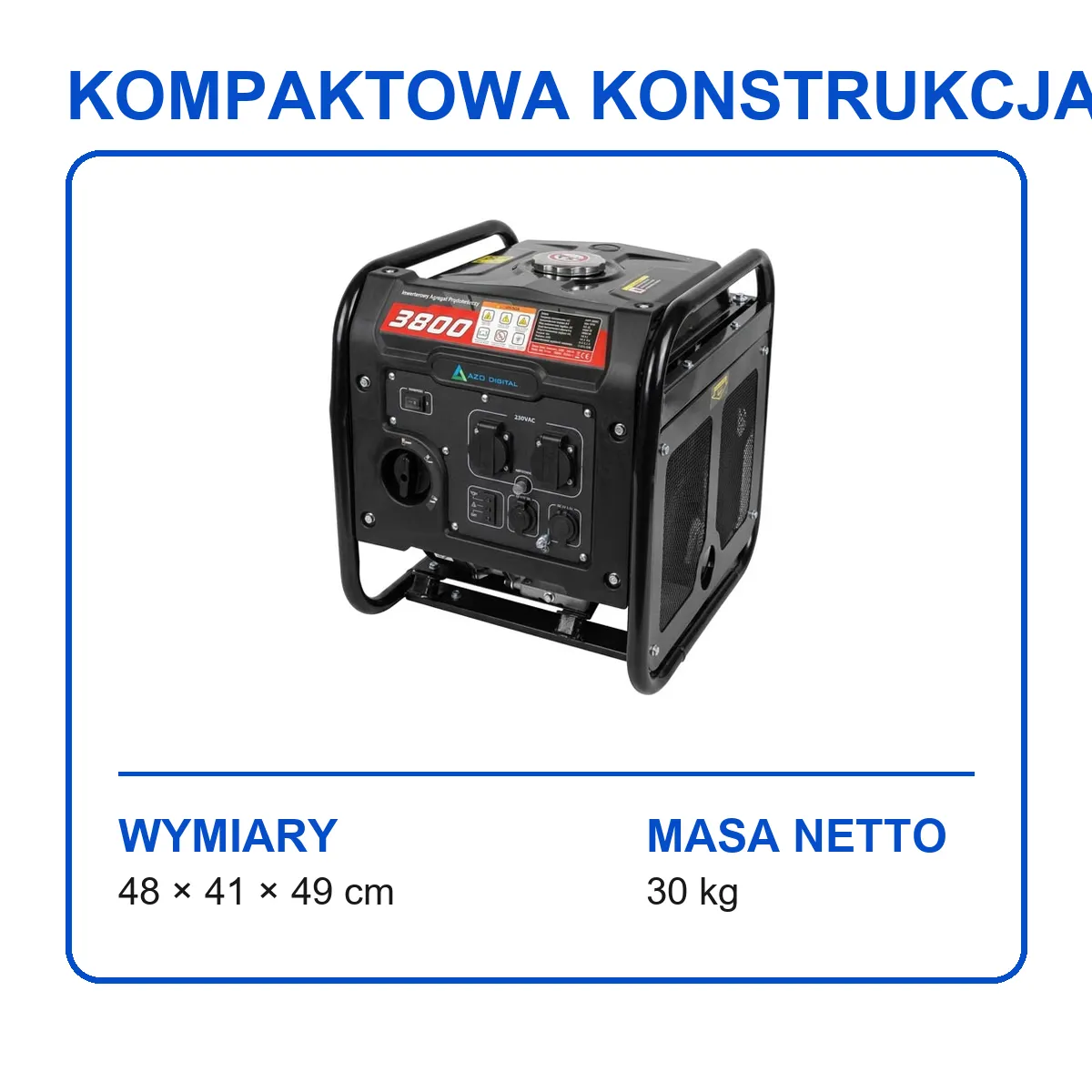 Agregat Prądotwórczy Inwerterowy Jednofazowy 230V AGP-3800i 3500W / 3800W