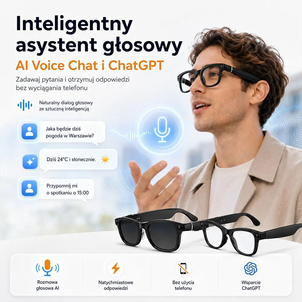 Inteligentne okulary AI Glasses AIMB-G2 z asystentem ChatGPT i kamerą 8 MP