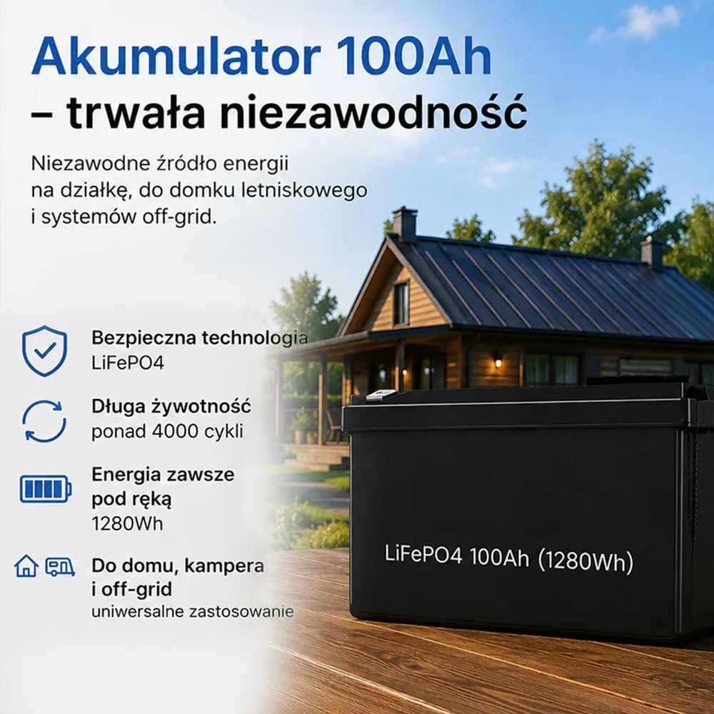 Zestaw Fotowoltaiczny 0.5kW na Działkę Akumulator 100Ah do Samodzielnego Montażu OFF GRID