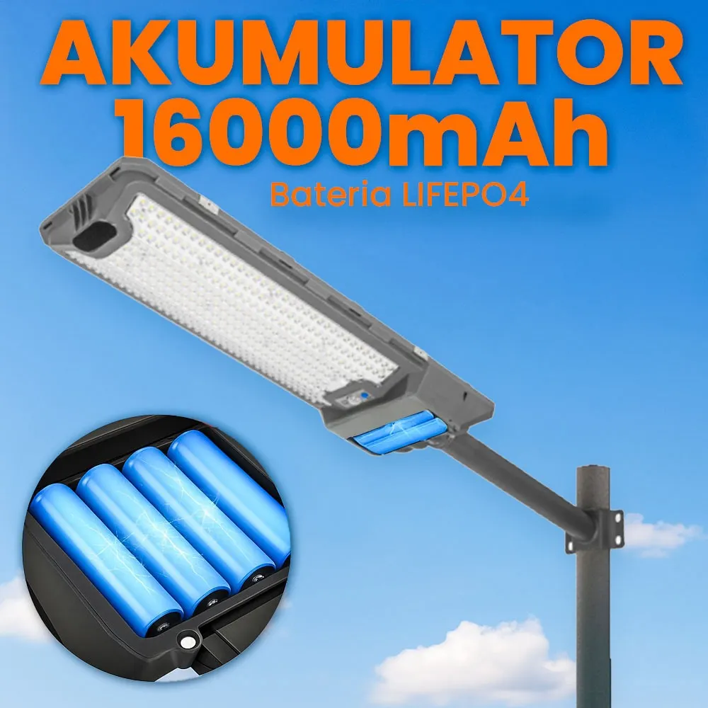 Lampa Solarna Uliczna LED ORLLO 240W Panel Solarny 15W Pilot 1500LM 6500K OUTLET DOBRY