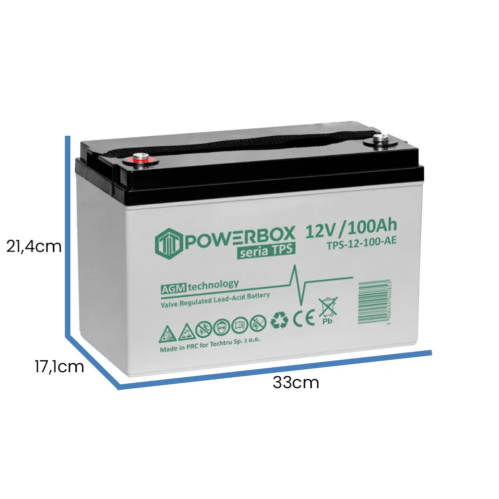 Akumulator AGM Magazyn Energii Powerbox TPS-12-100-AE VRLA Bezobsługowy OFF GRID