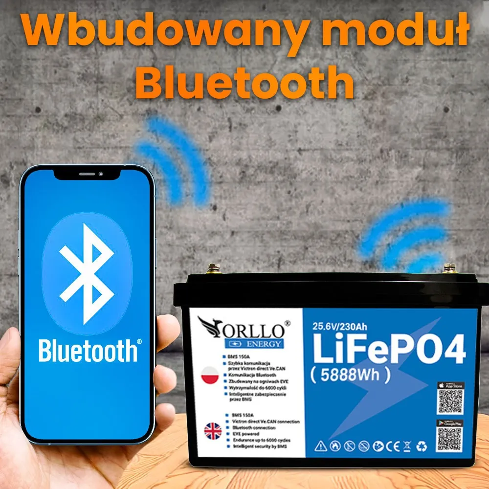 Akumulator LiFePO4 Magazyn Energii ORLLO ENERGY 25.6V 230Ah BMS CAN Bluetooth OFF GRID