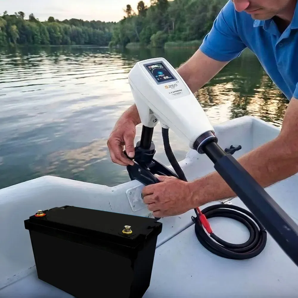 Silnik Elektryczny do Łodzi Zaburtowy Bezszczotkowy 12V 85LBS ORLLO S250 Akumulator LiFePO4 100Ah