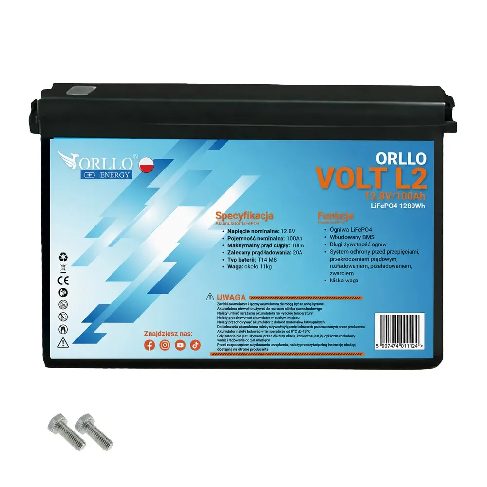 Akumulator LiFePO4 Magazyn Energii ORLLO VOLT L2 12V 100Ah BMS