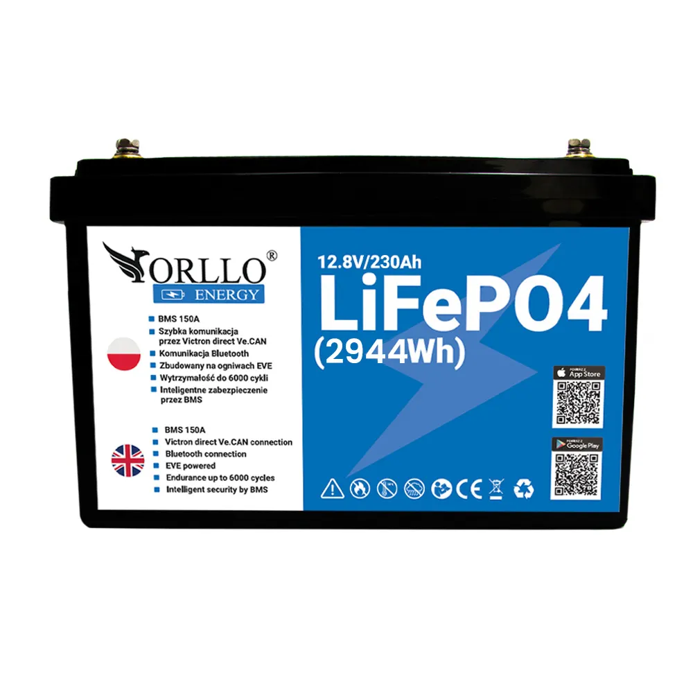 Akumulator LiFePO4 Magazyn Energii ORLLO ENERGY 12,8V 230Ah BMS CAN Bluetooth OFF GRID