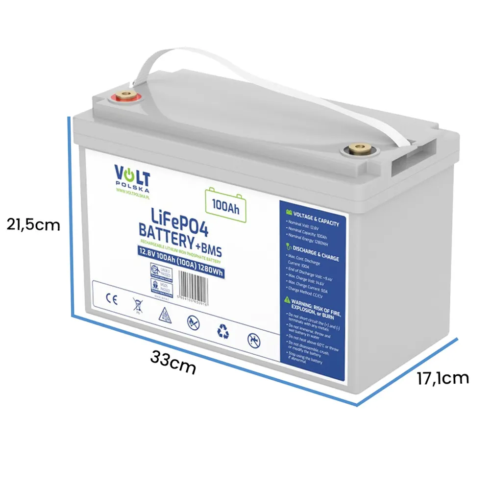 Akumulator LiFePO4 Magazyn Energii VOLT 12,8V 100Ah BMS OFF GRID