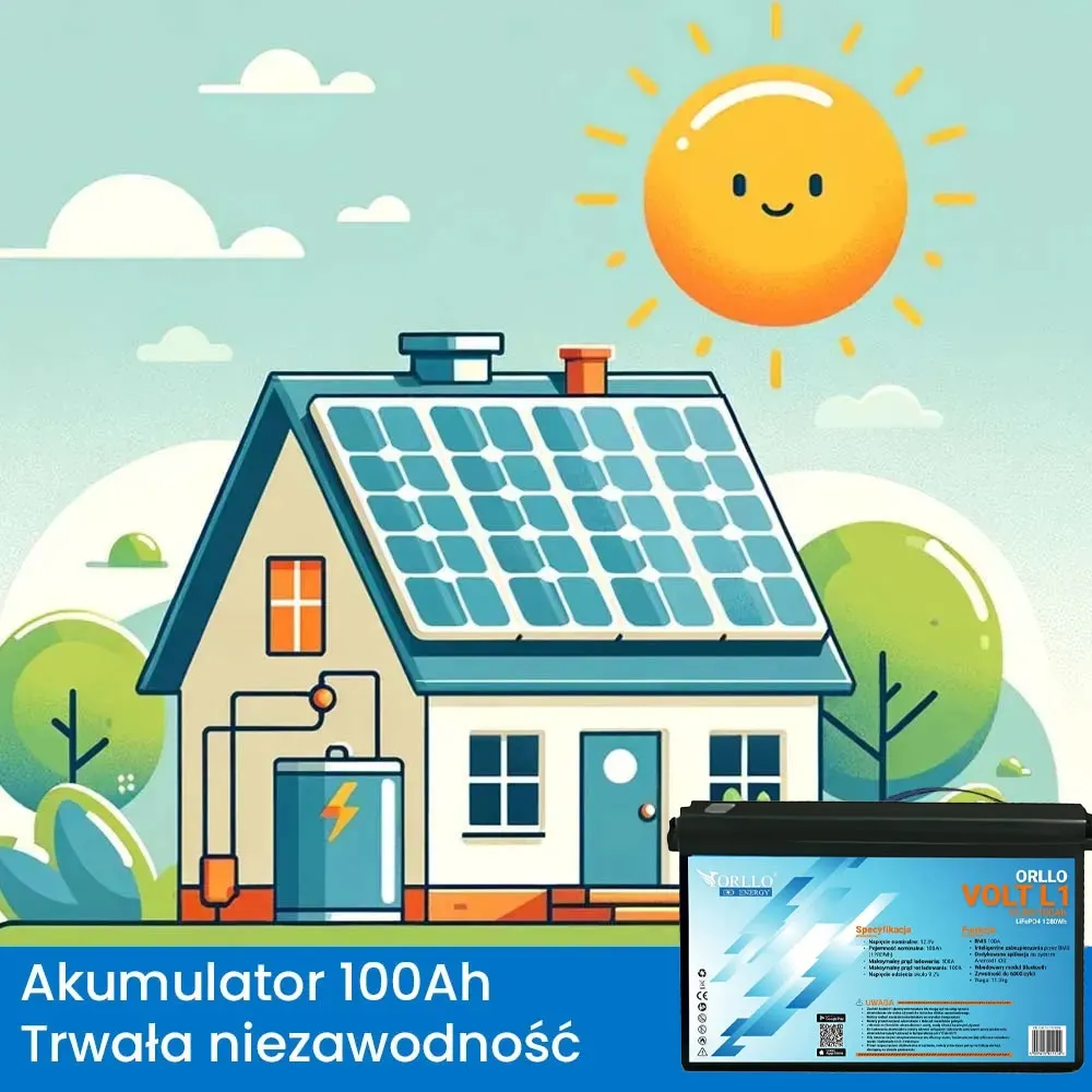 Zestaw Fotowoltaiczny na Działkę Akumulator ORLLO 100Ah 500W do Samodzielnego Montażu Off Grid