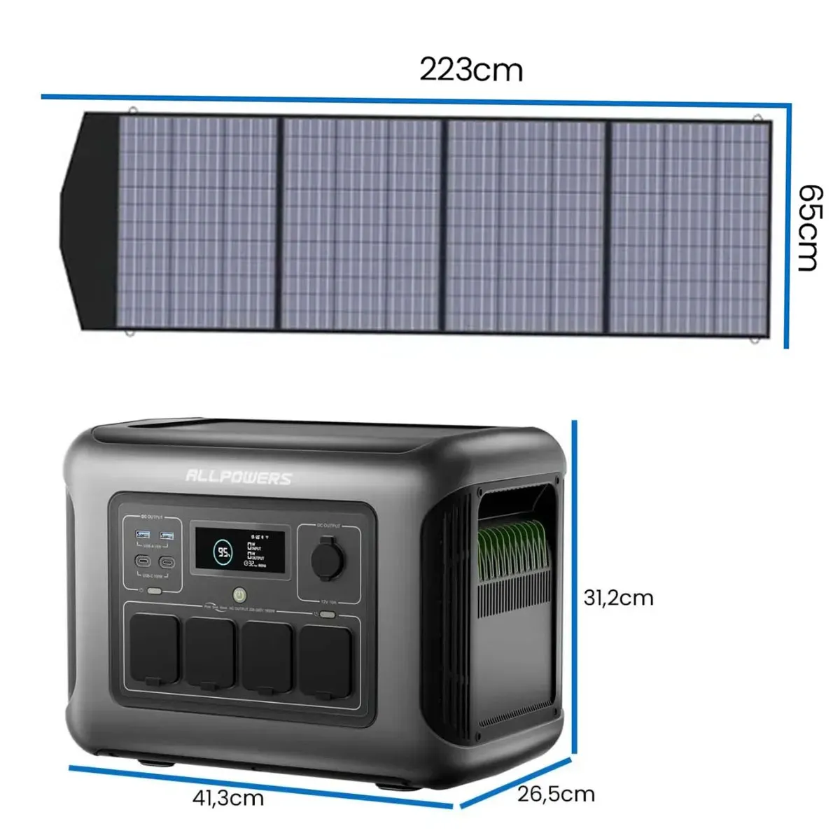 Przenośna Stacja Zasilania BMS LIFEPO4 ALLPOWERS R1500 LITE z Panelem Solarnym Składanym ALLPOWERS 200W