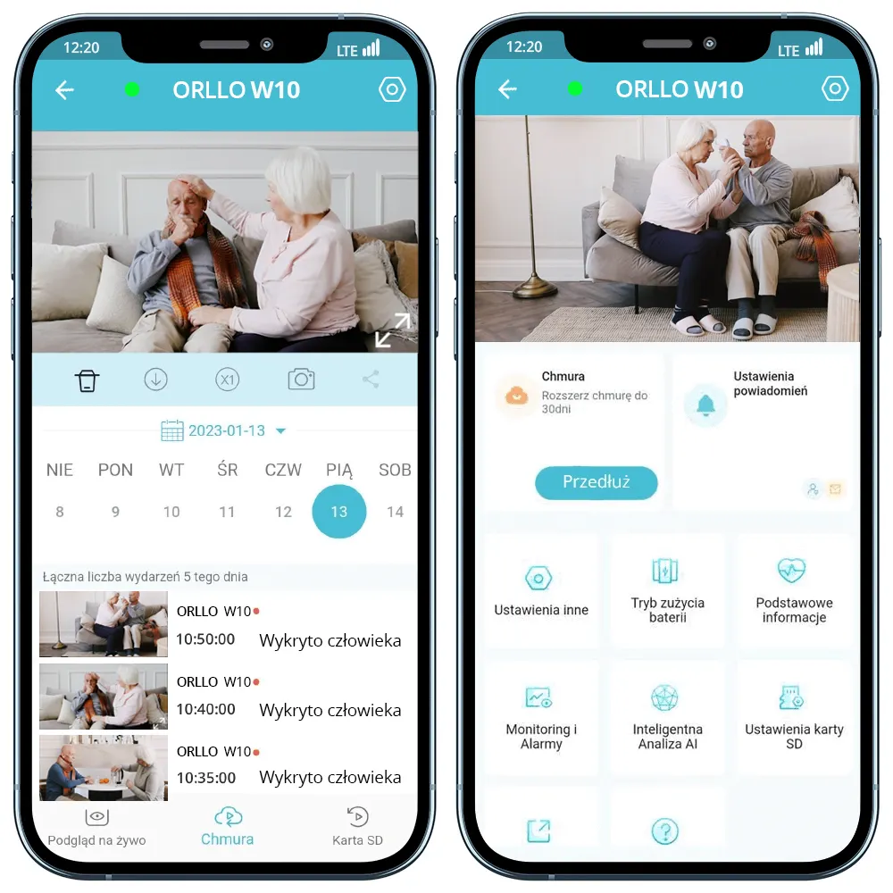 Mini Kamera na Kartę SIM Wewnętrzna Obrotowa 8Mpx ORLLO W10 SIM 4K+ GRATIS Chmura