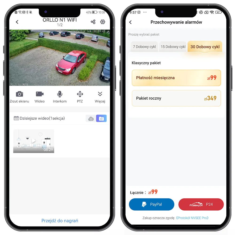 Zestaw 4 Kamer WiFi IP Zewnętrzne Obrotowe 4Mpx ORLLO N1 Nagrywarka NVR1 Dysk 1TB