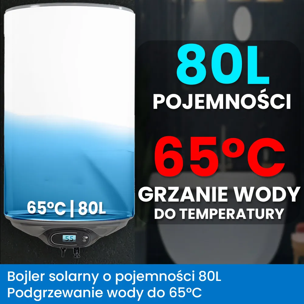 Bojler Podgrzewacz Wody Hybrydowy Solarny na Panele Solarne 80L MPPT OFF GRID
