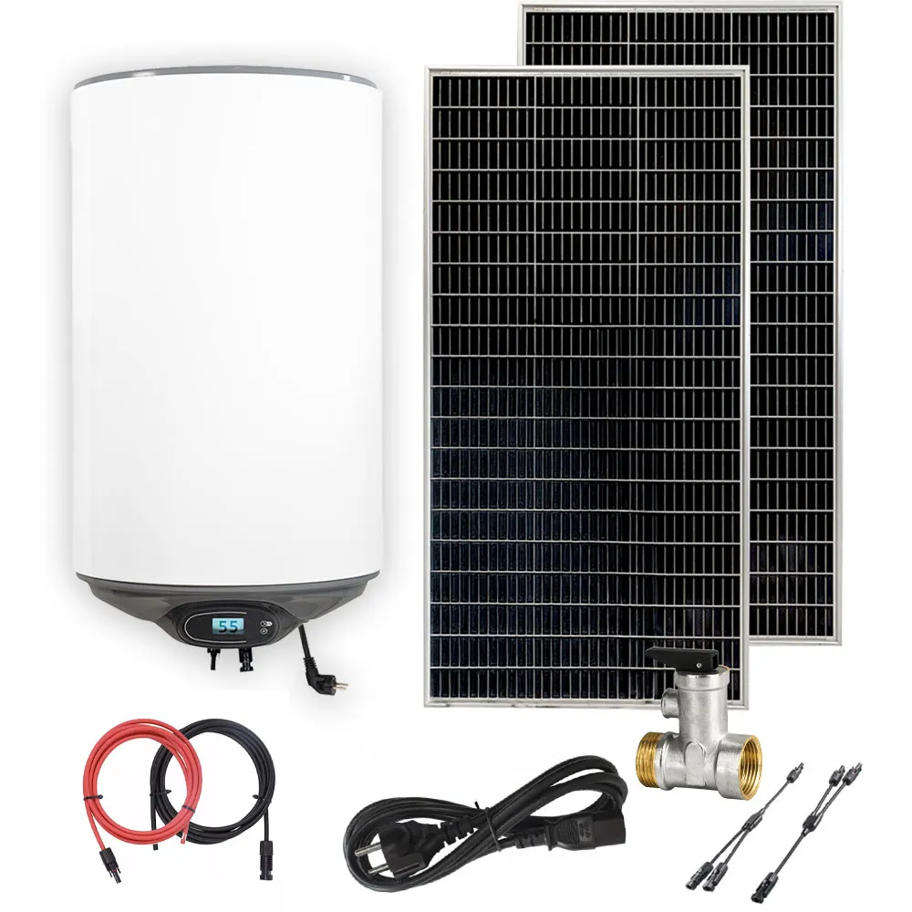 Zestaw Solarny do Grzania Wody Bojler Hybrydowy 30L MPPT Panele Fotowoltaiczne OFF GRID