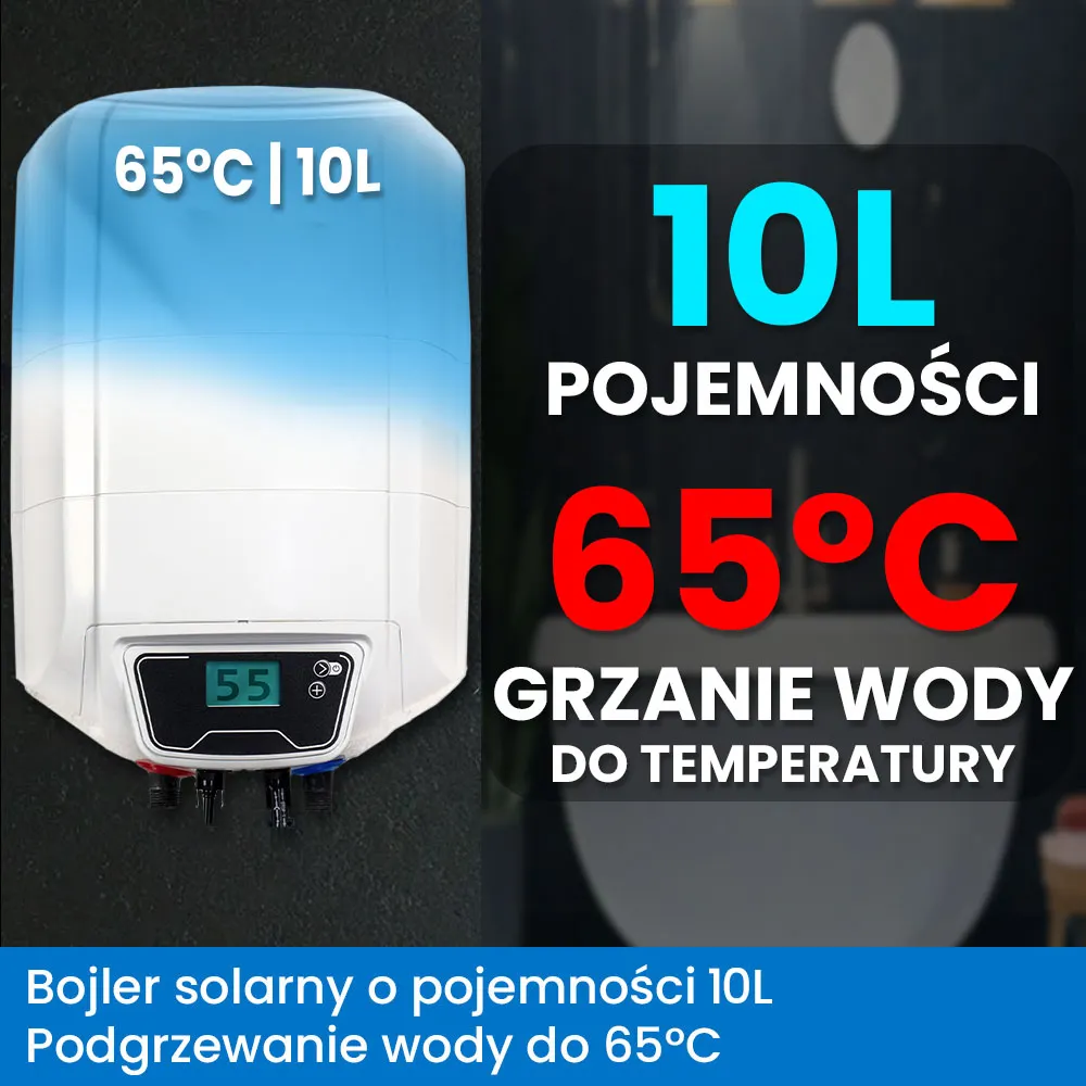 Zestaw Solarny do Grzania Wody w Kamperze Bojler 10L MPPT Panele Elastyczne