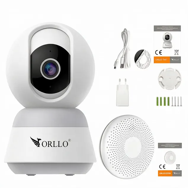 Zestaw czujnik dymu i czadu WiFi z kamerą wewnętrzną 4K ORLLO CS11W-TW1