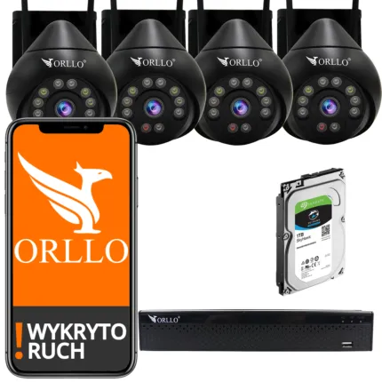 zestaw kamer do monitoringu, 4 kamery z nagrywarką i dyskiem domowy zestaw do monitoringu orllo.pl