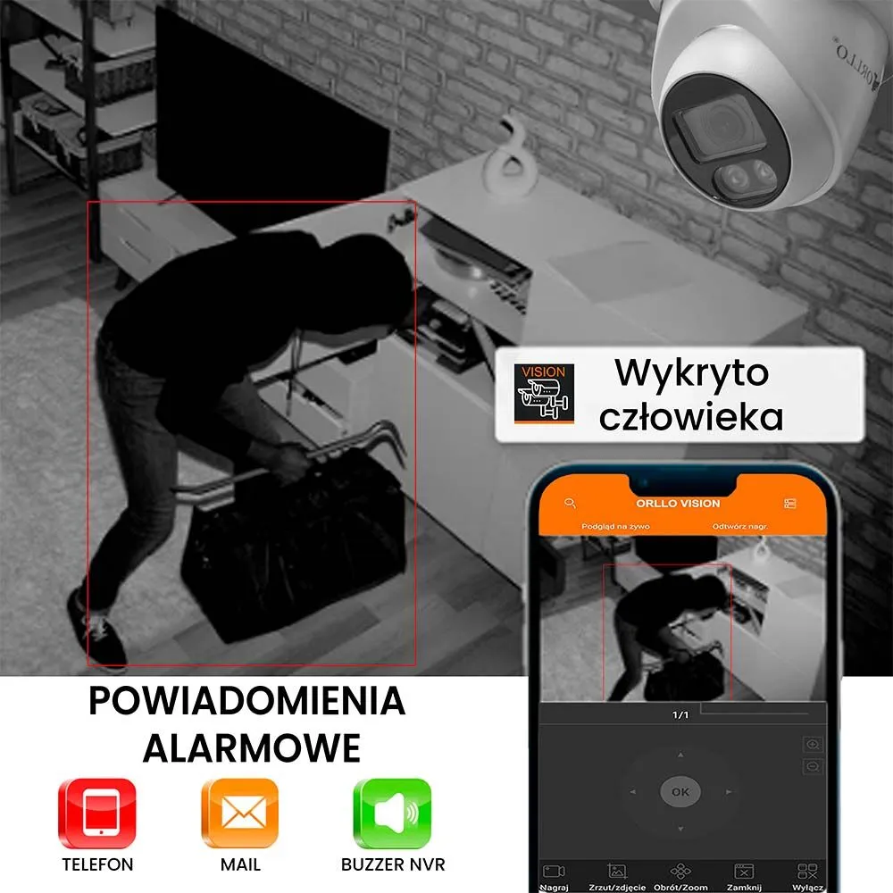 Zestaw Monitoringu 4 Kamery PoE ORLLO ECO DOME DYSK 1TB