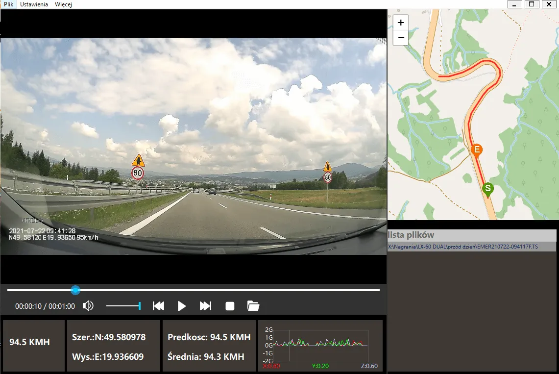 Kamera Samochodowa w Lusterku Kamera Cofania GPS ORLLO LX-60 DUAL
