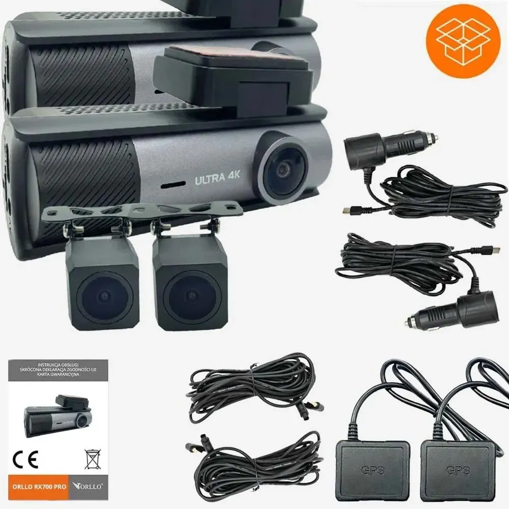 2 Kamery Samochodowe 4K Przód / Tył ORLLO RX-700 PRO