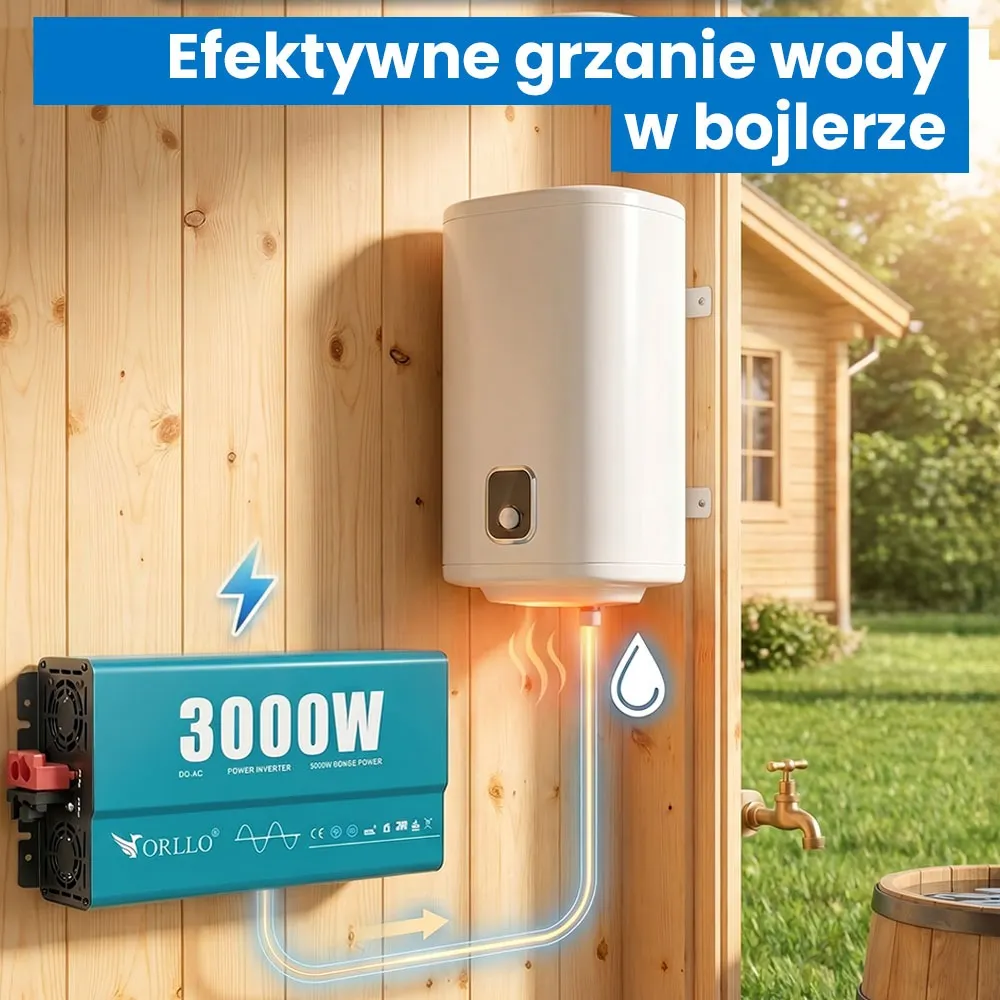 Zestaw Fotowoltaiczny do Grzania Wody 3000W 24V 2 Panele Fotowoltaiczne 2 Akumulatory 230Ah