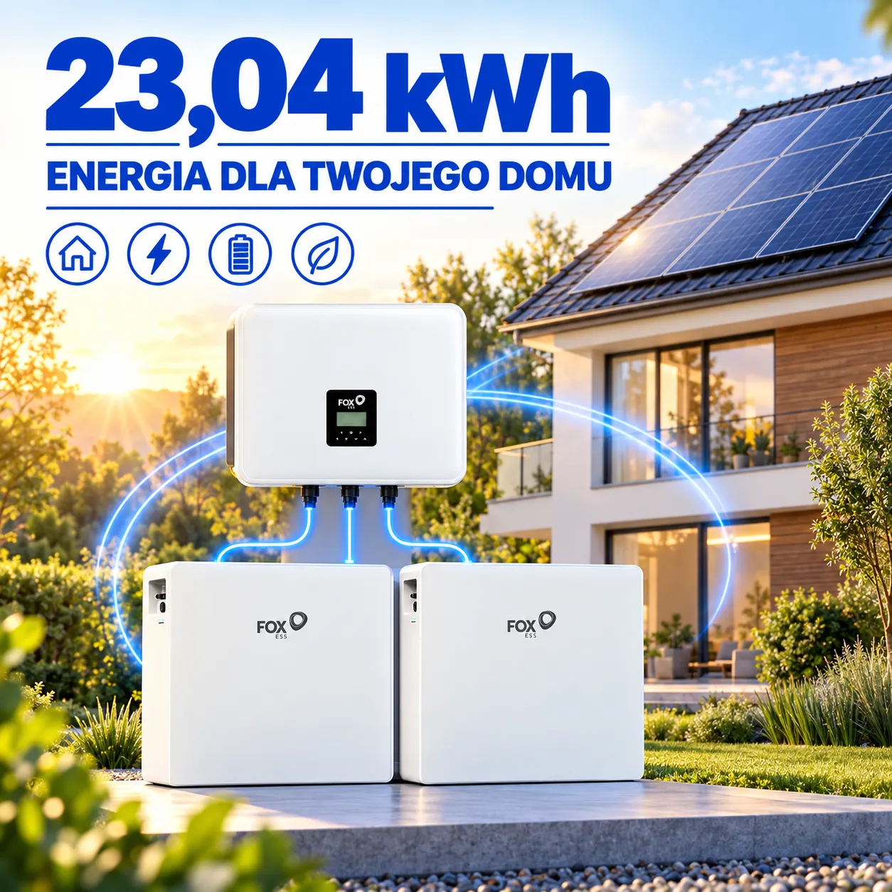 Zestaw FoxESS Falownik 10 kW + Magazyn Energii 2 × EP12 Plus 23,04 kWh