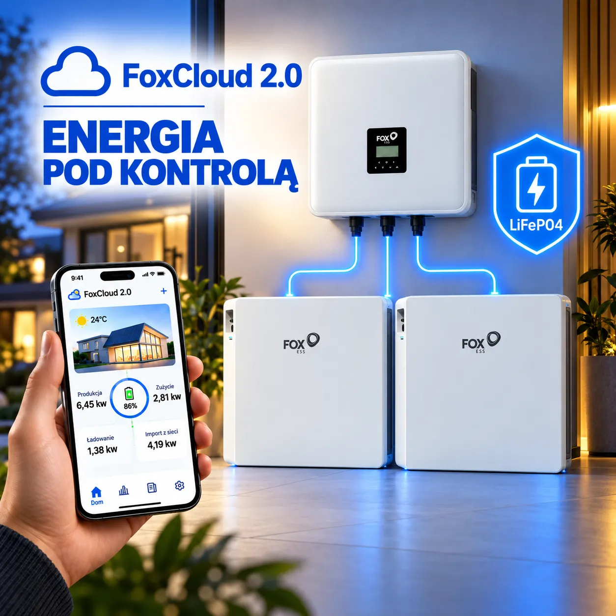 Zestaw FoxESS Falownik 10 kW + Magazyn Energii 2 × EP12 Plus 23,04 kWh