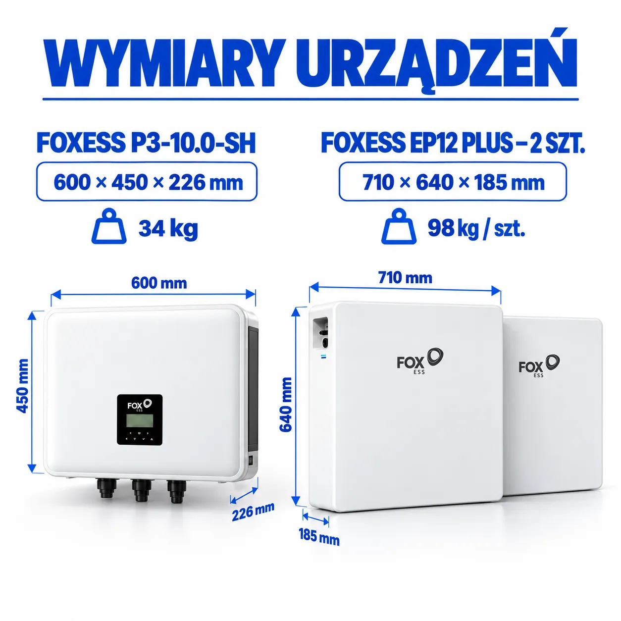Zestaw FoxESS Falownik 10 kW + Magazyn Energii 2 × EP12 Plus 23,04 kWh