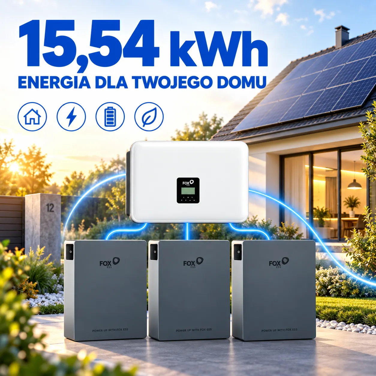 Zestaw FoxESS Falownik 8 kW + Magazyny Energii 3 × EP5 15,54 kWh