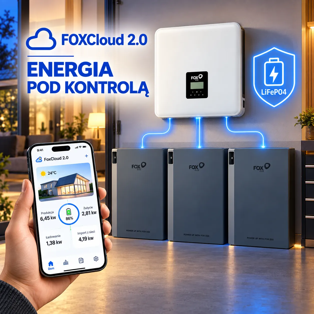 Zestaw FoxESS Falownik 8 kW + Magazyny Energii 3 × EP5 15,54 kWh
