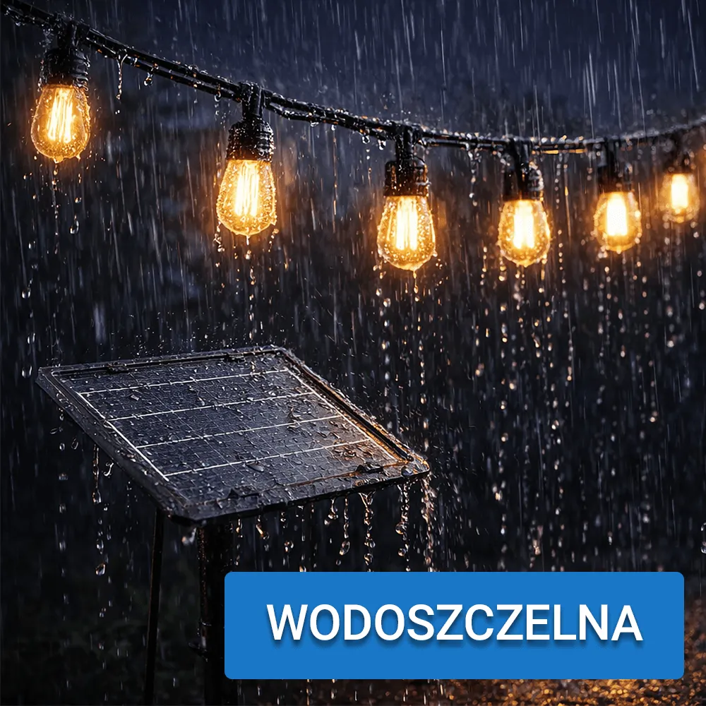 Lampki Solarne do Ogrodu Girlanda Ogrodowa 20 Żarówek LED Łańcuch