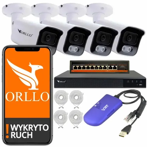 zestaw kamer poe ip z nagrywarką switch do monitoringu domu orllo.pl adapterem wifi