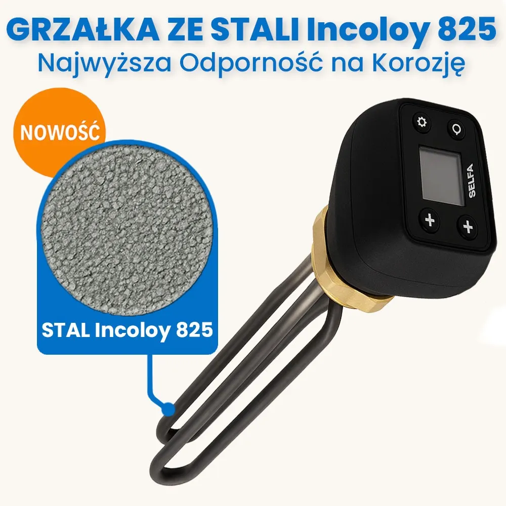 Grzałka do Bojlera CWU 3000W z WiFi Termostatem SELFA 825 230V 6/4” Incoloy