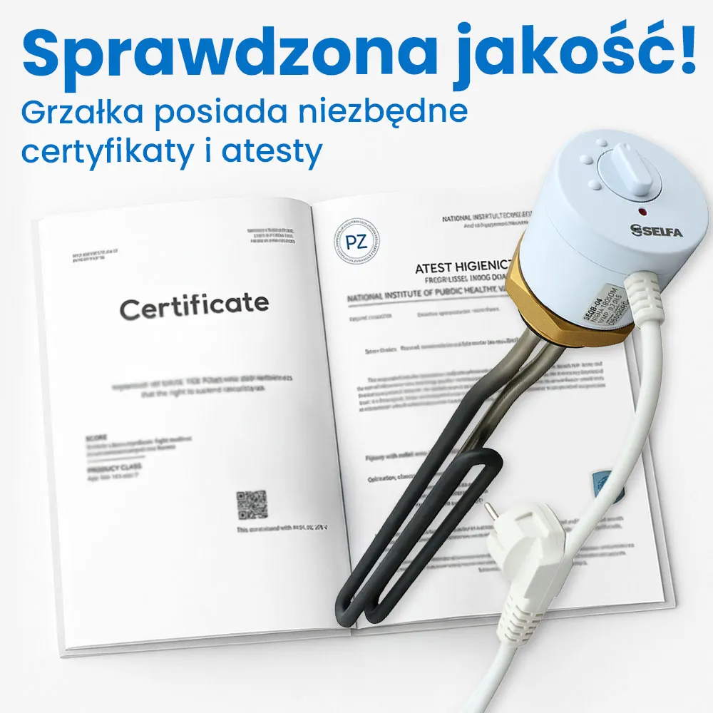 Grzałka do Bojlera CWU 3000W z Termostatem SELFA 825 230V 5/4” Incoloy