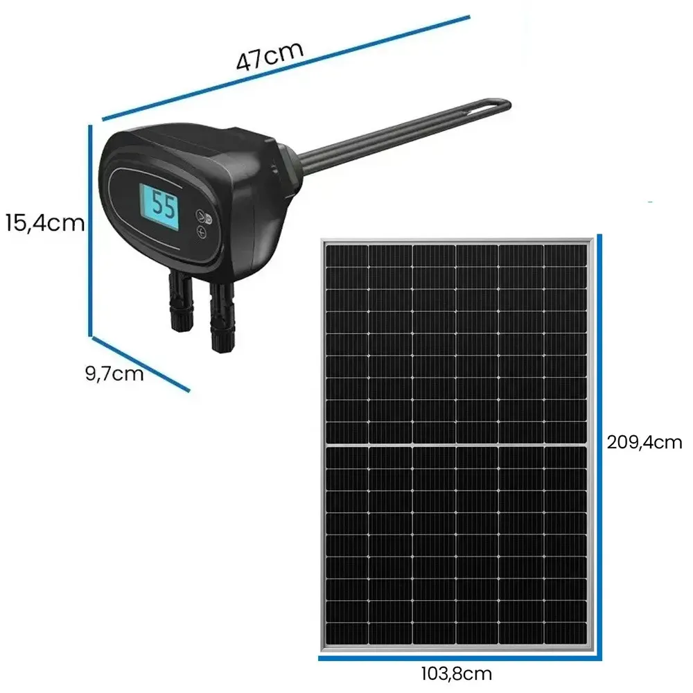 Zestaw Solarny do Grzania Wody w Bojlerze Grzałka 550W Panele Solarne 455W