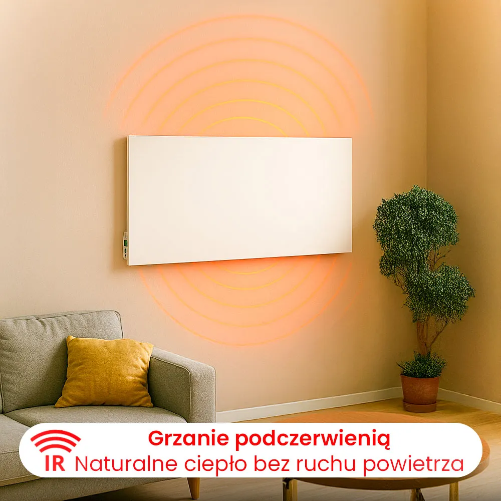 Grzejnik Elektryczny na Podczerwień Panel Grzewczy Ścienny Energooszczędny Termostat HD-WAVE STEEL 1000W