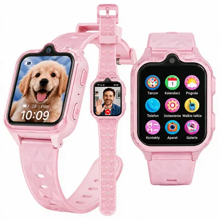 smartwatch dla dzieci z ekranem dotykowym, aplikacjami i wymiennymi tarczami zegarka.