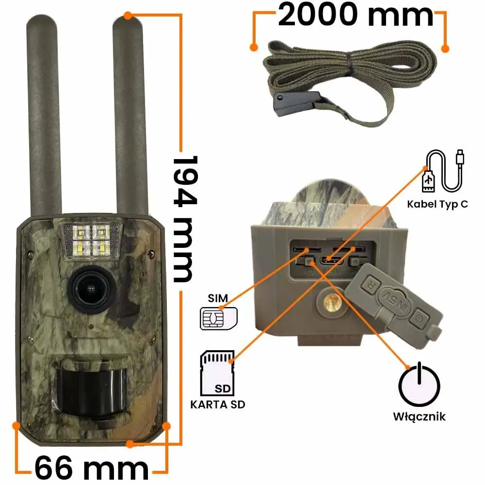 Fotopułapka GSM Kamera Leśna z Panelem Solarnym ORLLO HUNTERCAM 5