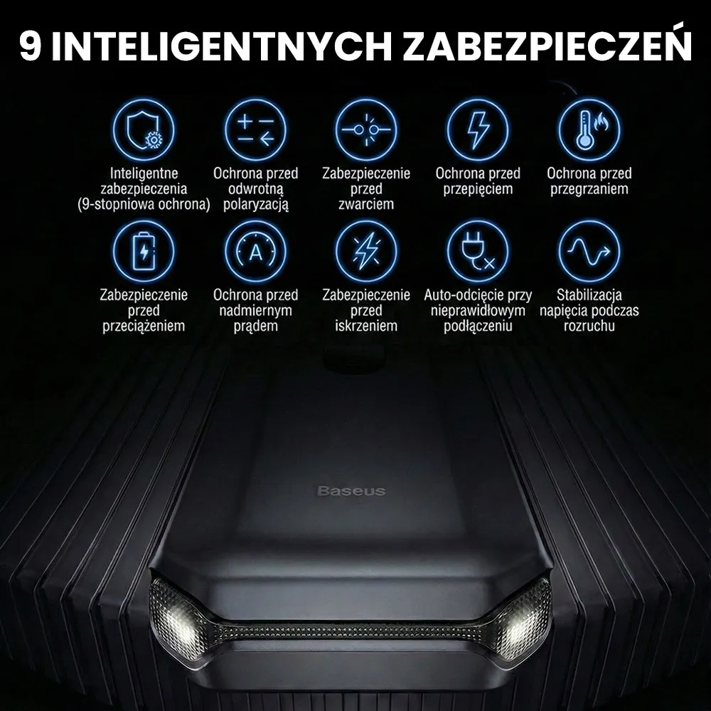Rozrusznik Samochodowy 12V Baseus Jump Starter 1000A 10000mAh Powerbank
