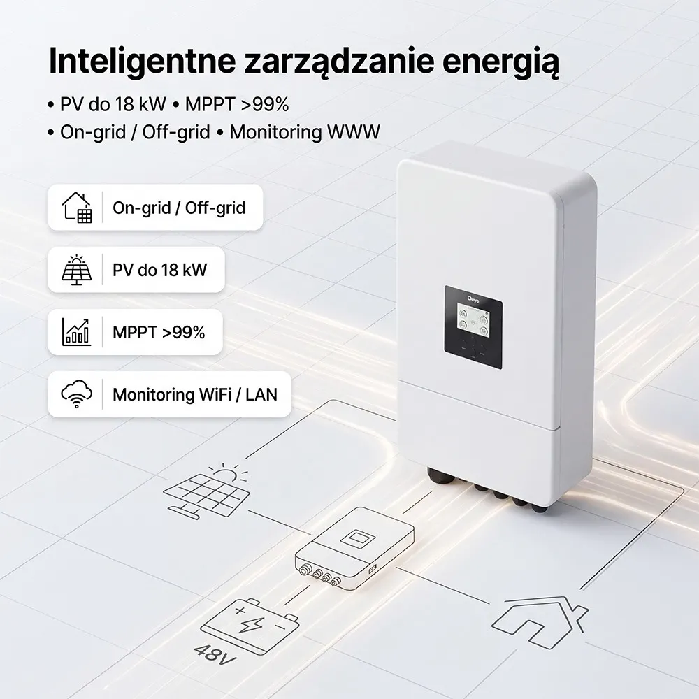 Zestaw Magazyn Energii do Fotowoltaiki 10kWh LiFePO4 Inwerter DEYE 12kW OFFGRID