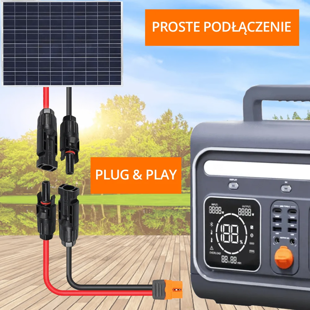 Kabel Solarny Konektror Złącze MC4 na XT60 Adapter Przejściówka do Stacji Zasilania