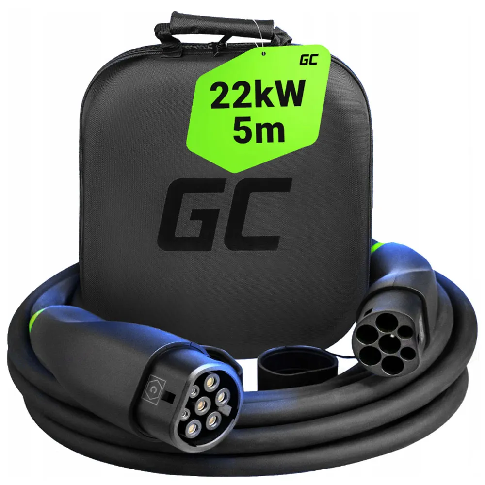 Kabel do Ładowania Samochodu Elektrycznego 22kW Typ 2 5m GreenCell