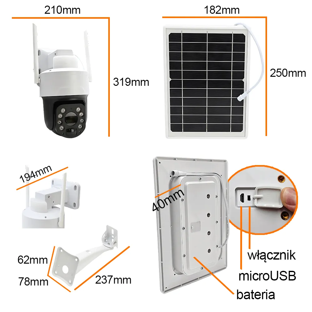 Kamera Solarna Zewnętrzna SIM z Baterią Zoom x36 ORLLO SONY TZ3 OUTLET IDEALNY