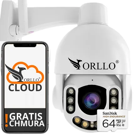 Kamera Zewnętrzna Obrotowa GSM na Kartę SIM darmowa chmura na miesiąc zapis w chmurze orllo.pl