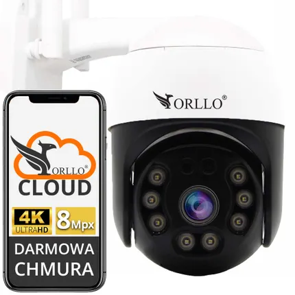 Kamera WiFi IP 8MPX 4K Zewnętrzna Obrotowa na Podczerwień z ZOOM Cyfrowy x5 Darmowa Chmura na Miesiąc GRATIS orllo.pl