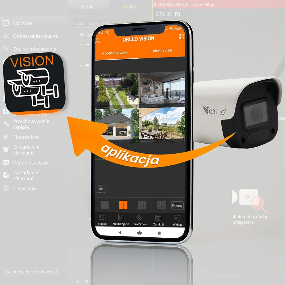 Zestaw Monitoringu 4 Kamery Zewnętrzne PoE ORLLO ECO BULLET