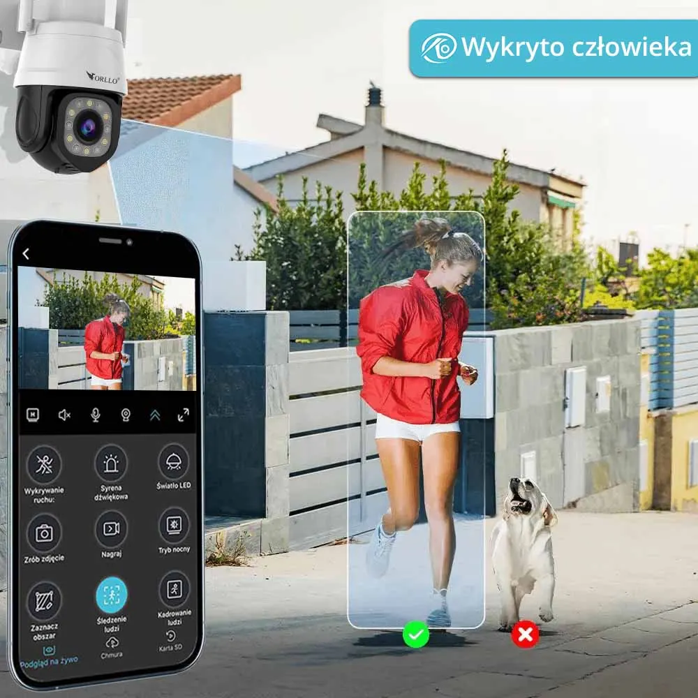 Kamera na Kartę SIM AI Zewnętrzna Obrotowa ORLLO Z17 PRO z Panelem Fotowoltaicznym SM6030 PRO IDEALNY