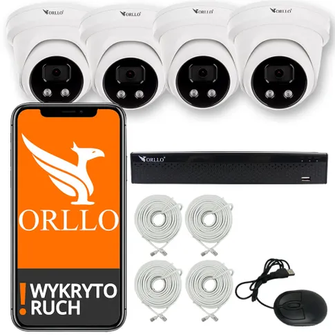 Kamery kopułkowe Orllo 4 sztuki Zestaw Monitoringu 4 Kamery POE ORLLO ECO DOME orllo.pl